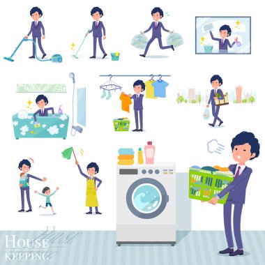Temizleme ve Çamaşırhane gibi temizlik ile ilgili işadamı kümesi. Çocuk yetiştirme gibi çeşitli eylemler vardır. Böylece düzenlemek kolaydır vektör sanat değil.