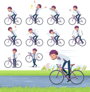 Bir dizi yol bisikleti üzerinde orta yaşlı adam. Keyif alıyor bir eylem vardır. Böylece düzenlemek kolaydır vektör sanat değil.