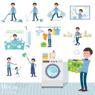 Adam ev temizleme ve Çamaşırhane gibi ilgili bir dizi. Çocuk yetiştirme gibi çeşitli eylemler vardır. Böylece düzenlemek kolaydır vektör sanat değil.