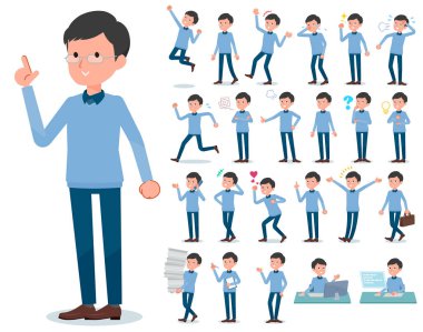 Adam kim çeşitli duygular ifade ile kümesi. İşyerleri ve kişisel bilgisayarlar ile ilgili eylem vardır. Böylece düzenlemek kolaydır vektör sanat değil.
