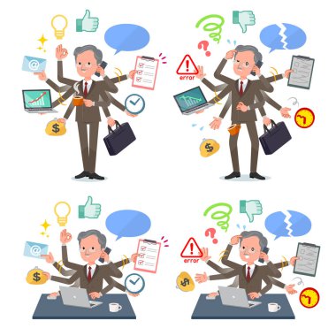 Ofiste çoklu görevler gerçekleştiren eski işadamı kümesi. Sorunsuz yapmam gerekenler ve bu panik içinde bir desen vardır. Böylece düzenlemek kolaydır vektör sanat değil.