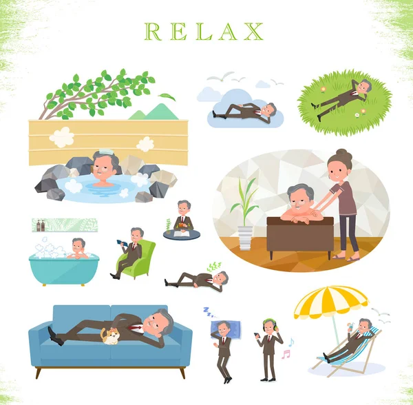 Набір Старих Бізнесменів Про Розслаблення Такі Дії Відпустка Полегшення Стресу — стоковий вектор
