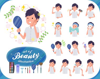 Bir grup işadamı güzellik. Cilt Bakımı ve makyaj gibi çeşitli eylemler vardır. Böylece düzenlemek kolaydır vektör sanat değil.
