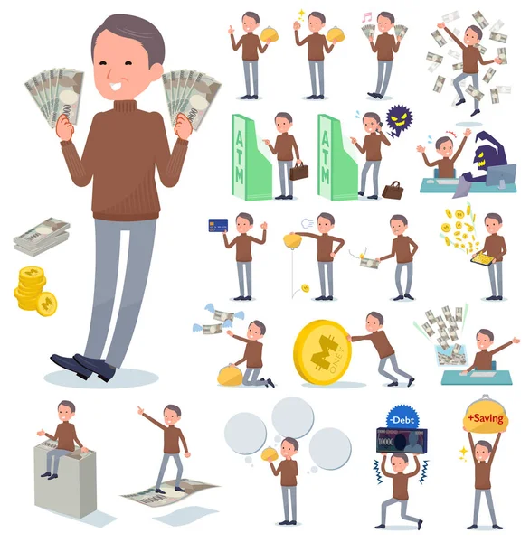 Conjunto Hombre Mediana Edad Con Respecto Dinero Economía También Hay — Vector de stock