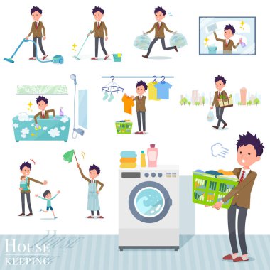 Okullu çocuk ev temizleme ve Çamaşırhane gibi ilgili bir dizi. Çocuk yetiştirme gibi çeşitli eylemler vardır. Böylece düzenlemek kolaydır vektör sanat değil.