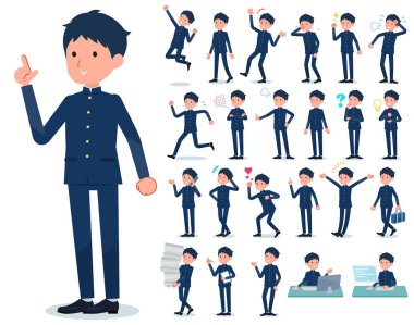 Bir dizi kim çeşitli duygular ifade ile okul çocuğu. İşyerleri ve kişisel bilgisayarlar ile ilgili eylem vardır. Böylece düzenlemek kolaydır vektör sanat değil.