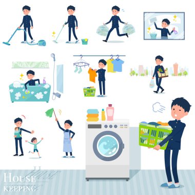 Okullu çocuk ev temizleme ve Çamaşırhane gibi ilgili bir dizi. Çocuk yetiştirme gibi çeşitli eylemler vardır. Böylece düzenlemek kolaydır vektör sanat değil.