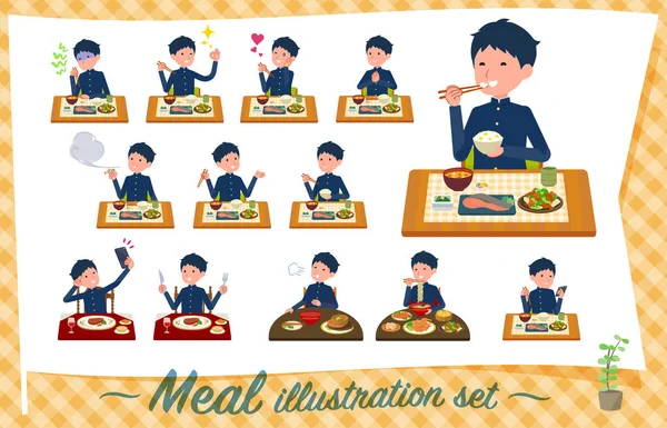Eine Reihe Von Schülern Über Mahlzeiten Japanische Und Chinesische Küche — Stockvektor