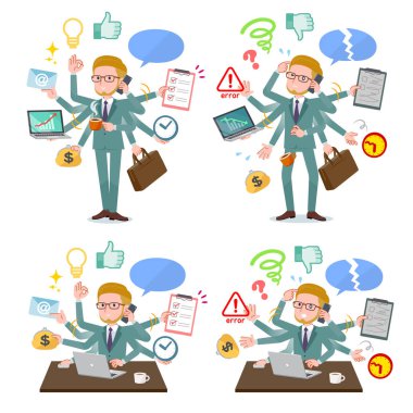 Ofiste çoklu görevler gerçekleştiren iş adamı grubu. Sorunsuz yapmam gerekenler ve bu panik içinde bir desen vardır. Böylece düzenlemek kolaydır vektör sanat değil.