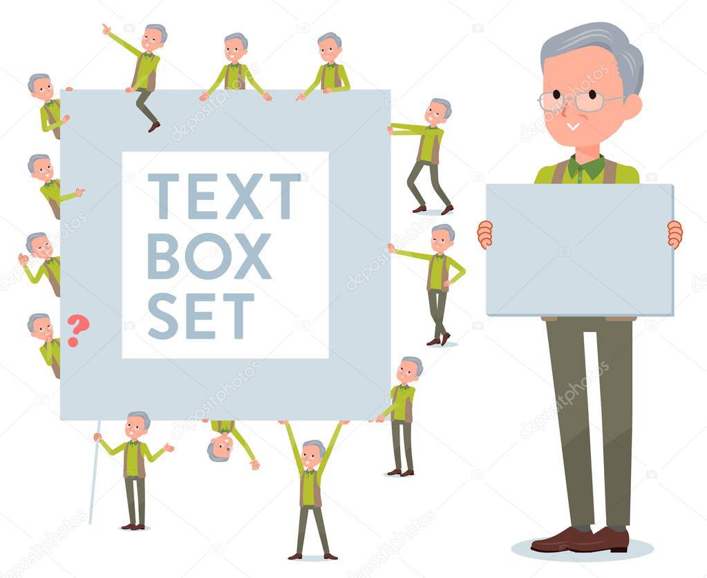 A set of old man with a message board.Since each is divided, you can move it freely.It's vector art so it's easy to edit.
