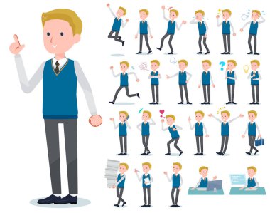 Bir dizi kim çeşitli duygular ifade ile okul çocuğu. İşyerleri ve kişisel bilgisayarlar ile ilgili eylem vardır. Böylece düzenlemek kolaydır vektör sanat değil.