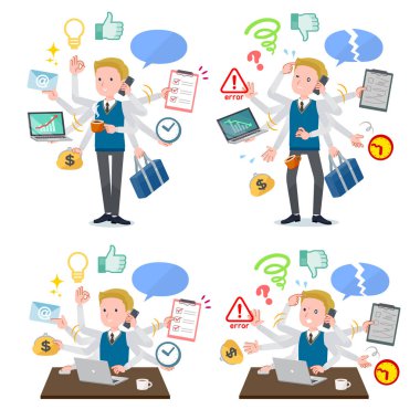 Bir dizi ofiste çoklu görevler gerçekleştiren okullu çocuk. Sorunsuz yapmam gerekenler ve bu panik içinde bir desen vardır. Böylece düzenlemek kolaydır vektör sanat değil.