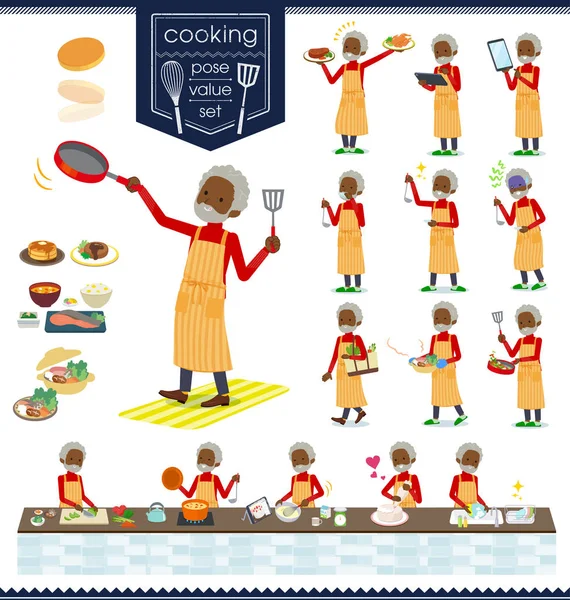 Htiyar Pişirme Hakkında Bir Dizi Mutfakta Çeşitli Şekillerde Yemek Eylem — Stok Vektör