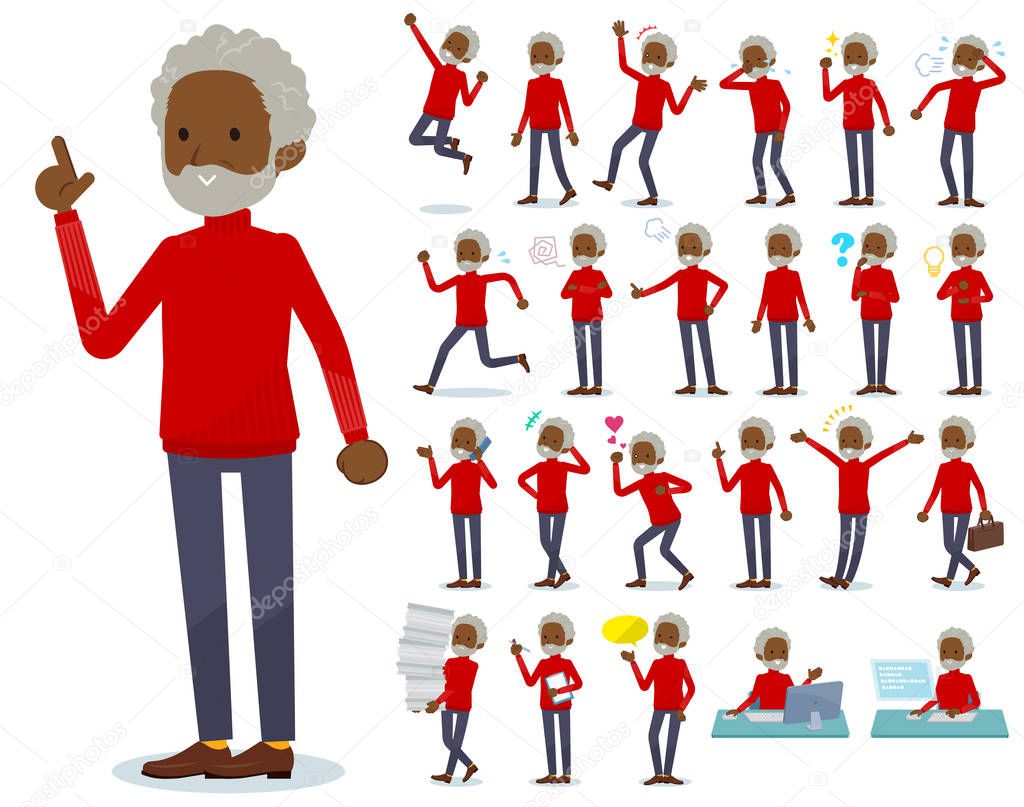 A set of old man with who express various emotions.There are actions related to workplaces and personal computers.It's vector art so it's easy to edit.