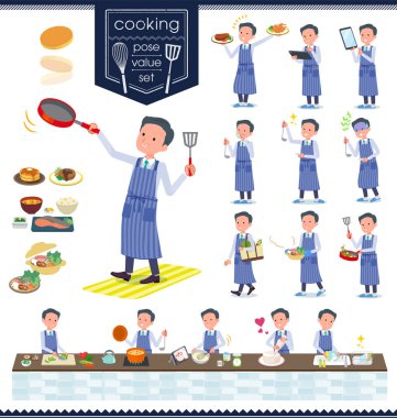 Doktor adam yemek hakkında bir dizi. Mutfakta çeşitli şekillerde yemek eylem vardır. Böylece düzenlemek kolaydır vektör sanat değil.