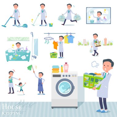 Doktor adam ev temizleme ve Çamaşırhane gibi ilgili bir dizi. Çocuk yetiştirme gibi çeşitli eylemler vardır. Böylece düzenlemek kolaydır vektör sanat değil.