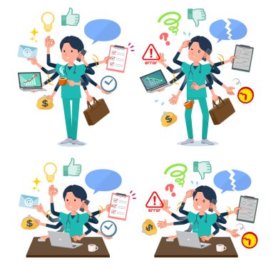 Ofiste çoklu görevler gerçekleştiren Doktor adam kümesi. Sorunsuz yapmam gerekenler ve bu panik içinde bir desen vardır. Böylece düzenlemek kolaydır vektör sanat değil.