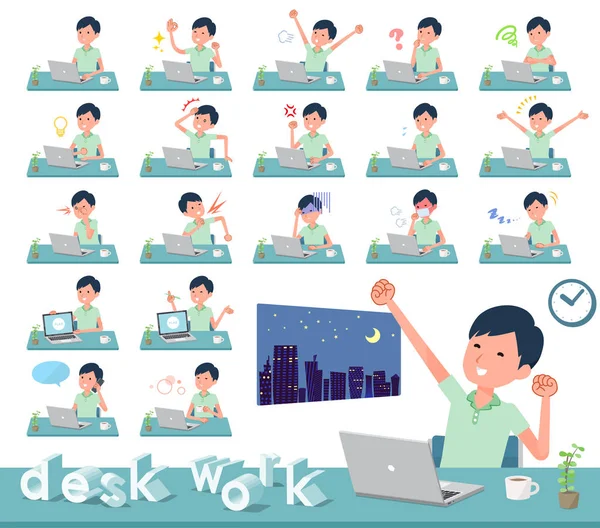 一群有耐心的人在办公桌上工作 有各种行为 如感情和疲劳 它是矢量艺术 所以很容易编辑 — 图库矢量图片