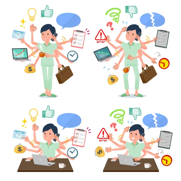 Set Patient Man Who Perform Multitasking Office Things Smoothly Pattern — Stock Vector