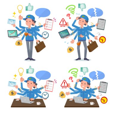 Ofiste çoklu görevler gerçekleştiren teslimatçı kümesi. Sorunsuz yapmam gerekenler ve bu panik içinde bir desen vardır. Böylece düzenlemek kolaydır vektör sanat değil.