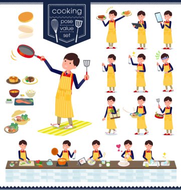 Bir dizi yemek hakkında mağaza şeyler adam. Mutfakta çeşitli şekillerde yemek eylem vardır. Böylece düzenlemek kolaydır vektör sanat değil.