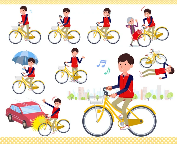 Set Store Stuff Man Riding City Cycle Actions Manners Troubles — Stock Vector