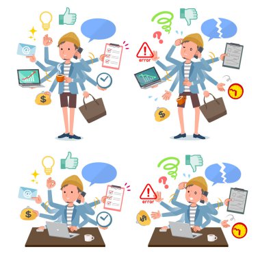 Ofiste çoklu görevler gerçekleştiren genç adam kümesi. Sorunsuz yapmam gerekenler ve bu panik içinde bir desen vardır. Böylece düzenlemek kolaydır vektör sanat değil.