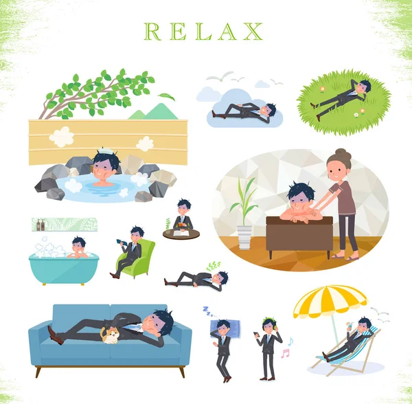 Conjunto Mala Condición Hombre Negocios Sobre Relaxing Son Acciones Tales — Vector de stock