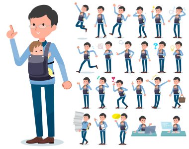 Bir dizi kim çeşitli duygular ifade ile bir bebek tutan adam. İşyerleri ve kişisel bilgisayarlar ile ilgili eylem vardır. Böylece düzenlemek kolaydır vektör sanat değil.