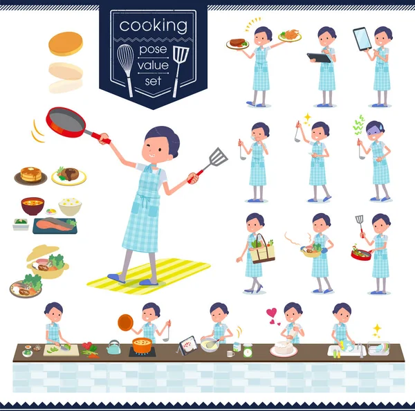 Conjunto Mujeres Negocios Sobre Cocina Hay Acciones Que Están Cocinando — Archivo Imágenes Vectoriales
