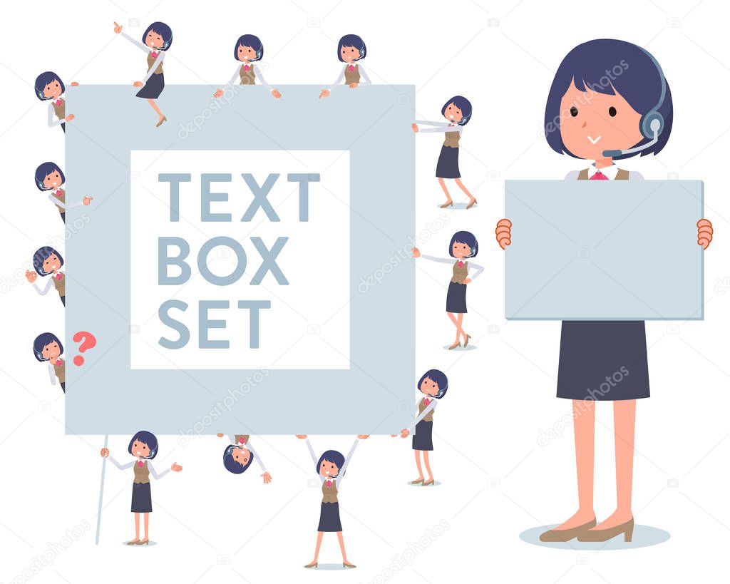 A set of women with a message board.Since each is divided, you can move it freely.It's vector art so it's easy to edit.