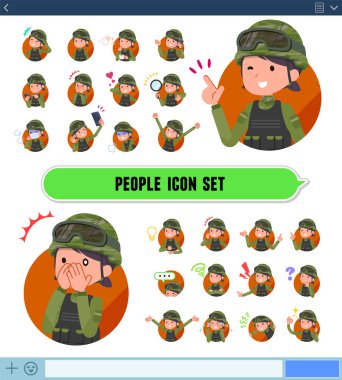 Ordu kadınlarla bir dizi Sns ekrandaki çeşitli duygular ifade eder. Sevinç ve üzüntü gibi duyguların varyasyon vardır. Böylece düzenlemek kolaydır vektör sanat değil.