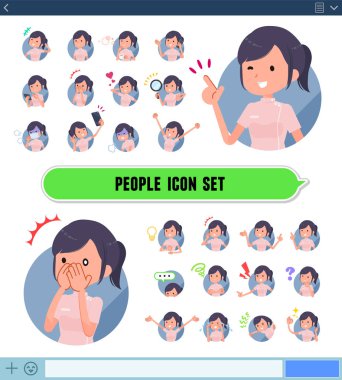 Chiropractor kadınlarla bir dizi Sns ekrandaki çeşitli duygular ifade eder. Sevinç ve üzüntü gibi duyguların varyasyon vardır. Böylece düzenlemek kolaydır vektör sanat değil.