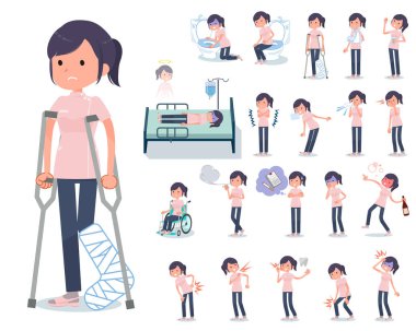 Chiropractor kadınlarla yaralanma ve hastalık kümesi. Bağımlılık ve ölüm hızlı eylem vardır. Böylece düzenlemek kolaydır vektör sanat değil.