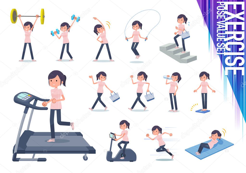 A set of chiropractor women on exercise and sports.There are various actions to move the body healthy.It's vector art so it's easy to edit.