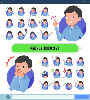 Bir dizi spor ile erkeklerde Sns ekrandaki çeşitli duygular ifade eder. Sevinç ve üzüntü gibi duyguların varyasyon vardır. Böylece düzenlemek kolaydır vektör sanat değil.