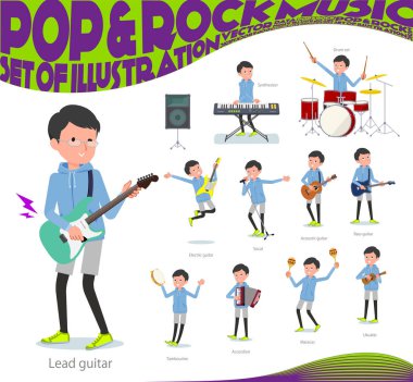 Rock 'n' roll ve pop müzik iskambil spor giyim erkeklerde kümesi. Ayrıca ukulele ve tef gibi çeşitli araçlar vardır. Böylece düzenlemek kolaydır vektör sanat değil.