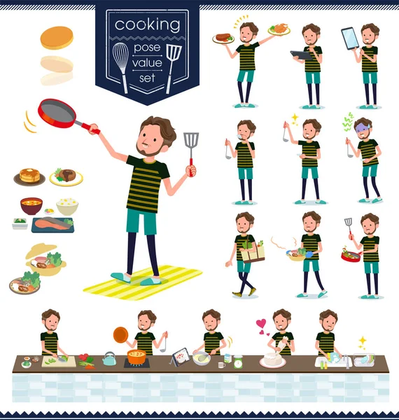 Conjunto Hombre Mediana Edad Ropa Deportiva Sobre Cooking Son Acciones — Vector de stock