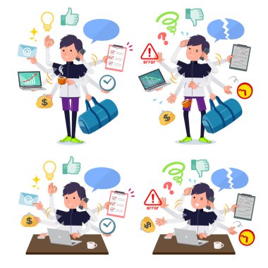 Ofiste çoklu görevler gerçekleştiren spor giyim erkeklerde kümesi. Sorunsuz yapmam gerekenler ve bu panik içinde bir desen vardır. Böylece düzenlemek kolaydır vektör sanat değil.