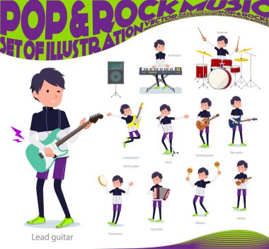 Rock 'n' roll ve pop müzik iskambil spor giyim erkeklerde kümesi. Ayrıca ukulele ve tef gibi çeşitli araçlar vardır. Böylece düzenlemek kolaydır vektör sanat değil.