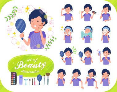 Spor giyim güzellik erkekte kümesi. Cilt Bakımı ve makyaj gibi çeşitli eylemler vardır. Böylece düzenlemek kolaydır vektör sanat değil.