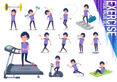 Egzersiz ve spor spor giyim erkekte kümesi. Sağlıklı vücut taşımak için çeşitli eylemler vardır. Böylece düzenlemek kolaydır vektör sanat değil.