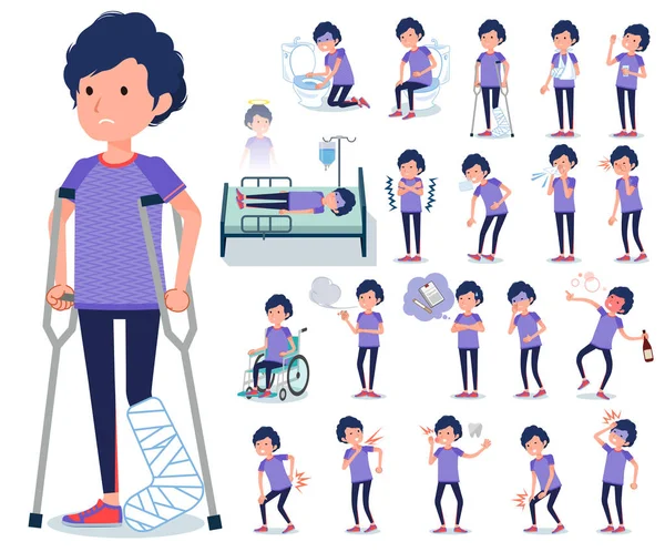스포츠 상해와 질병에에서 남자의 집합입니다 죽음을 작업을 있습니다 그것의 쉽습니다 — 스톡 벡터