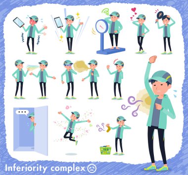 Aşağılık kompleksi üzerinde spor giyim erkeklerde kümesi. Acı koku ve görünümü eylem vardır. Böylece düzenlemek kolaydır vektör sanat değil.