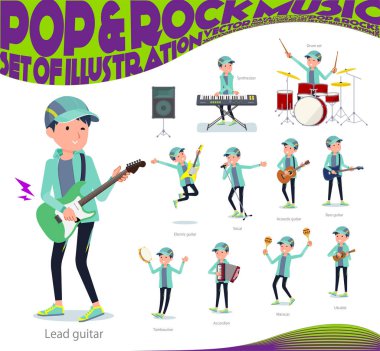 Rock 'n' roll ve pop müzik iskambil spor giyim erkeklerde kümesi. Ayrıca ukulele ve tef gibi çeşitli araçlar vardır. Böylece düzenlemek kolaydır vektör sanat değil.
