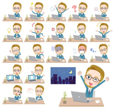 Sarı saçlı businessman_desk çalışma