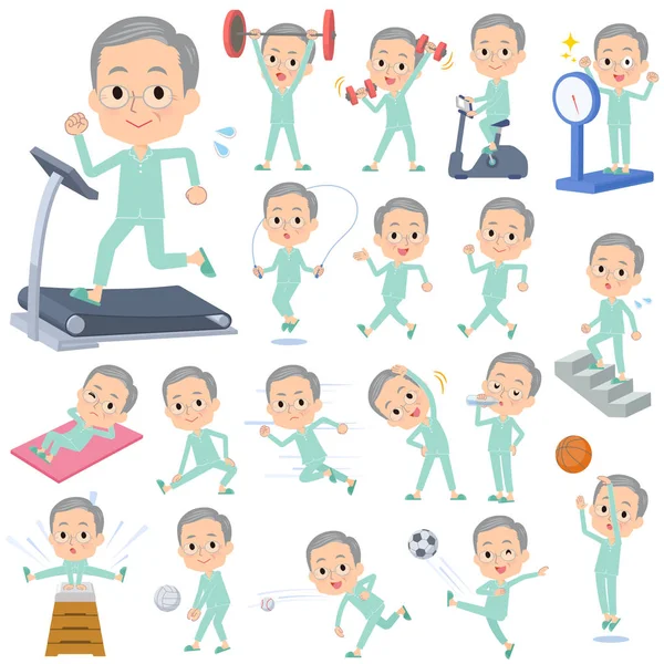Hasta yaşlı men_exercise — Stok Vektör