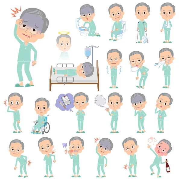 Patient old men_sickness — Stock Vector