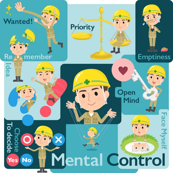 Helm werknemer men_Mental — Stockvector