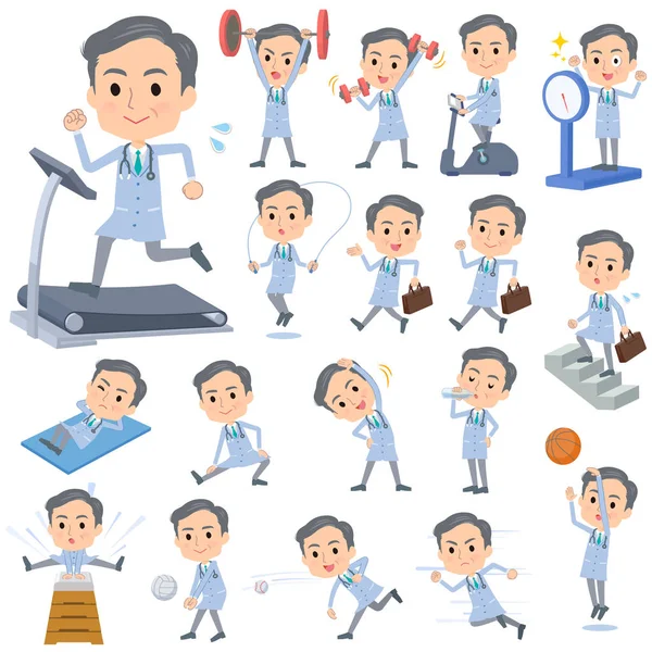 Doctor old men_exercise — Stock Vector
